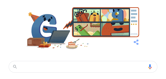 Tangkapan layar Google doodle merayakan ulang tahun (ultah) Google ke-22, Minggu 27 September 2020. (Foto: Google)
