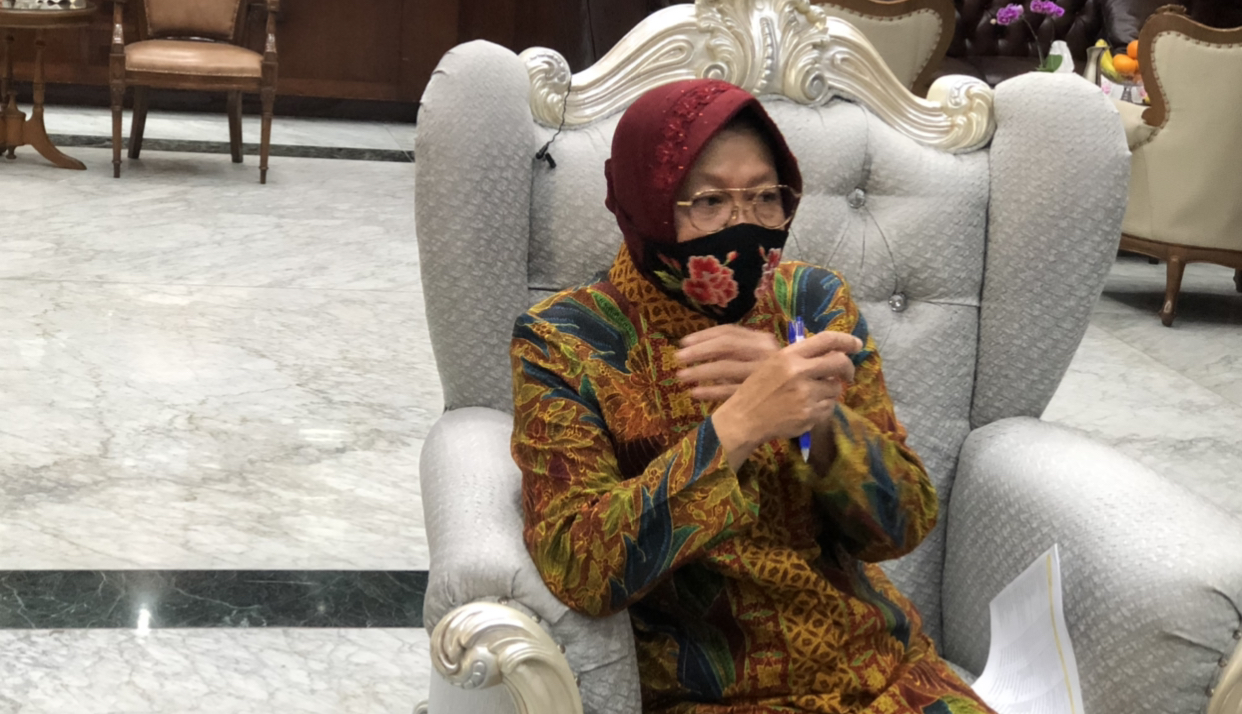 Walikota Surabaya, Tri Rismaharini, ketika berada di rumah dinas, Minggu 27 September 2020. (Foto: Andhi Dwi/Ngopibareng.id)