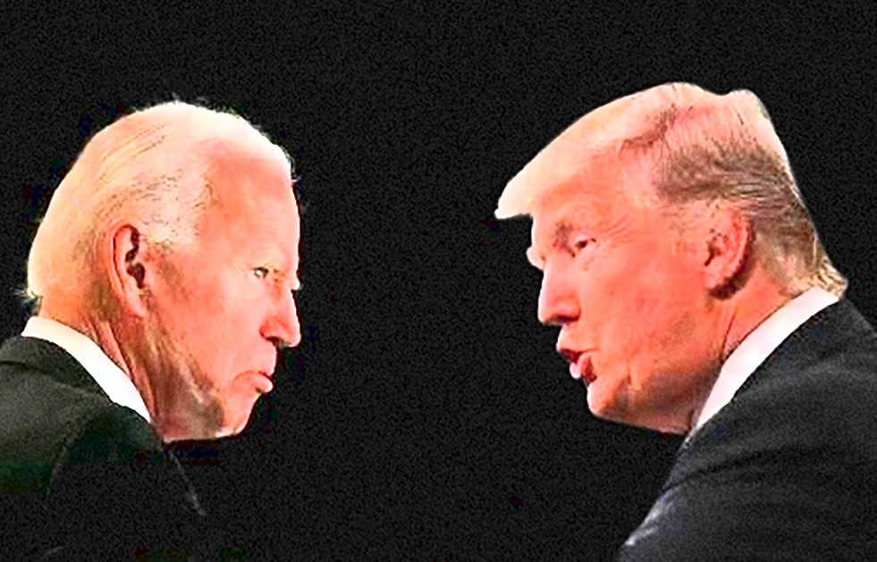Debat calon Presiden (capres) Amerika Serikat, Donald Trump vs Joe Biden. (Grafis: Fa Vidhi/Ngopibareng.id)