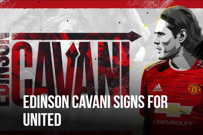 Tampilan di situs resmi Manchester United setelah memastikan kedatangan Edinson Cavani. (Foto: MANUD.COM)