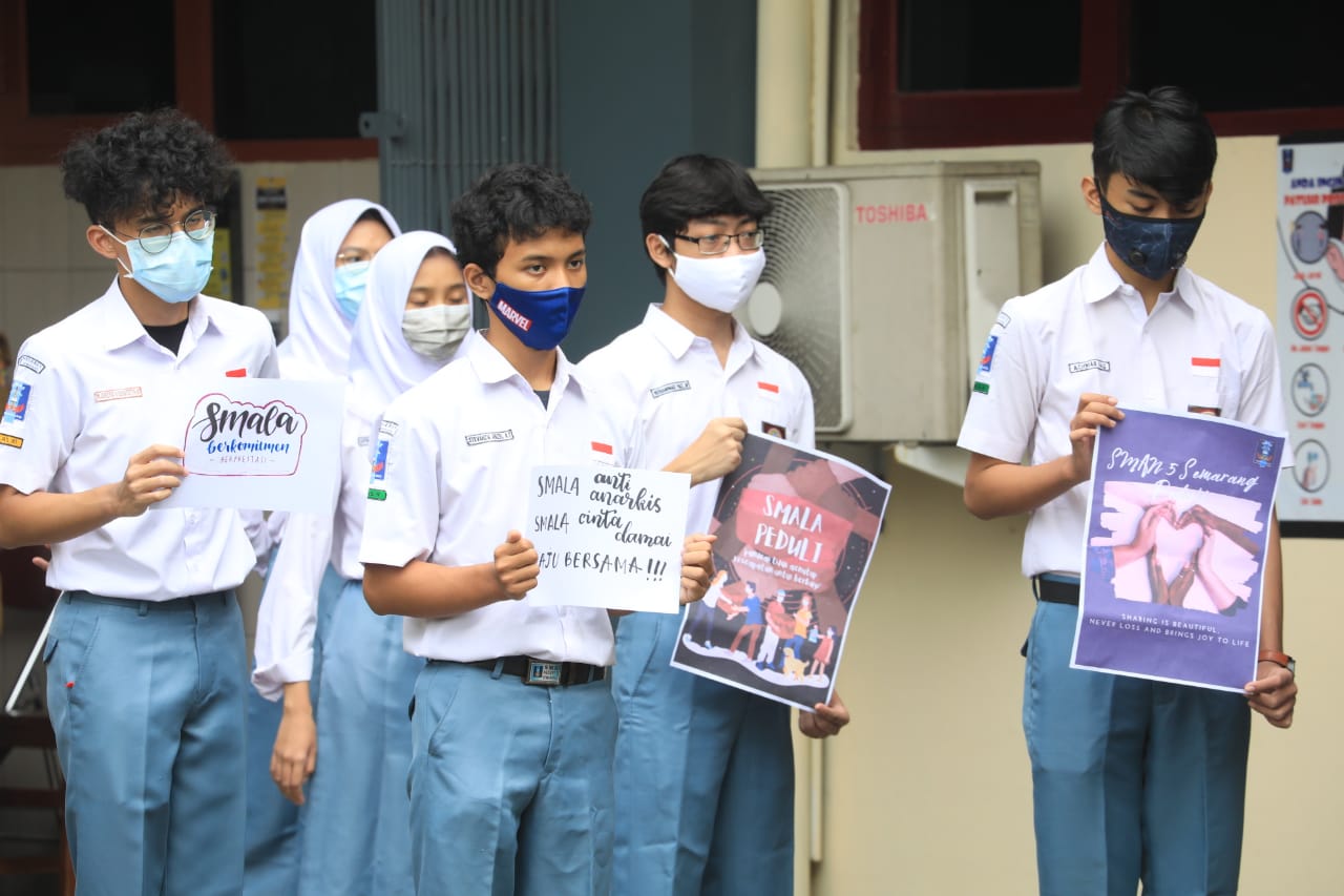 Pelajar Kota Semarang saat aksi menolak anarkis dalam menyuarakan RUU Cipta Kerja. (Foto: Ist/Ngopibareng.id)