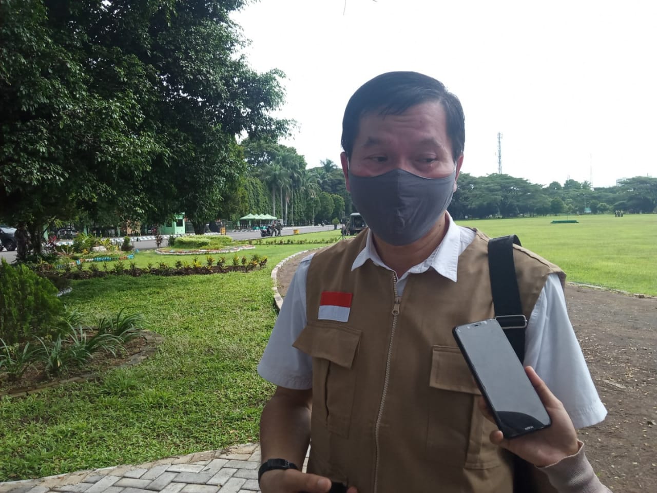 Jubir Satgas Covid-19 Kota Malang, Husnul Mu'arif saat ditemui di Lapangan Rampal (Foto: Lalu Theo/Ngopibareng.id)