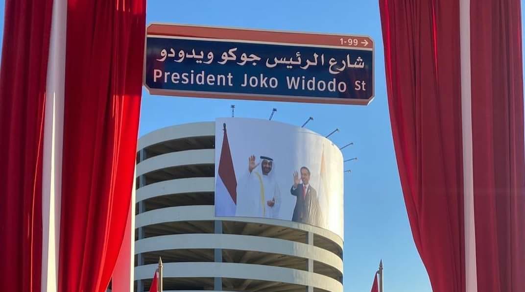 Jalan Presiden Joko Widodo di Abu Dhabi, ibukota Uni Emirat Arab (UEA). (Foto: kemlu)