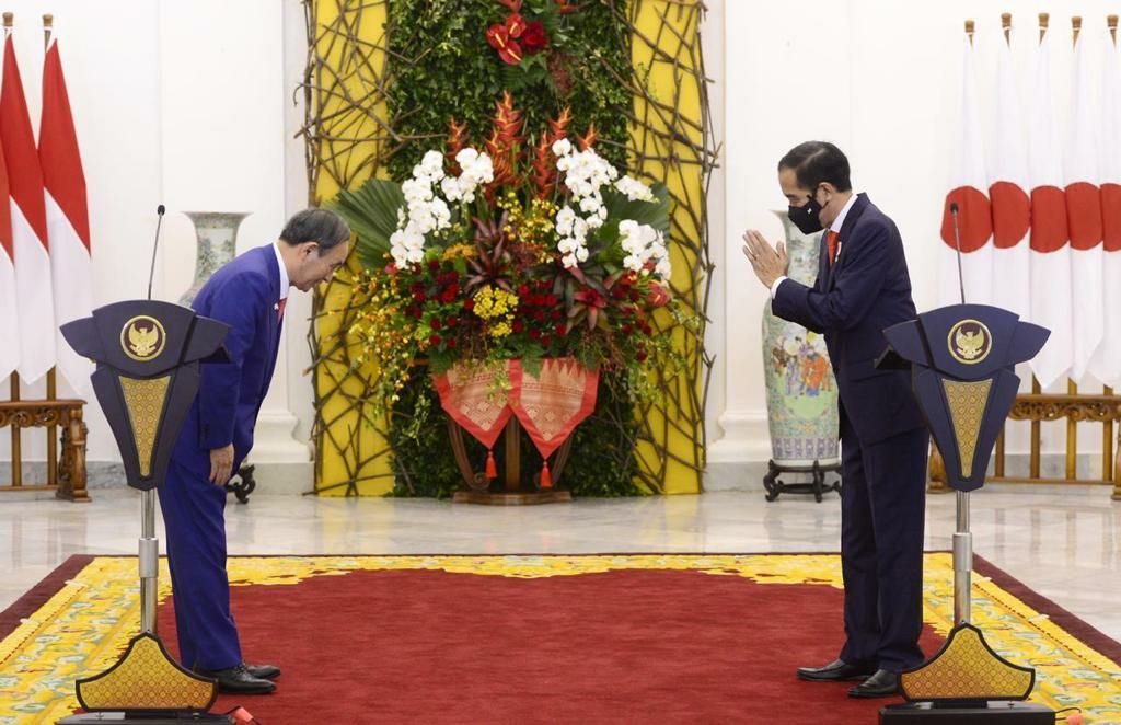 Presiden Joko Widodo dan PM Jepang Yoshihide Suga. (Sepres)