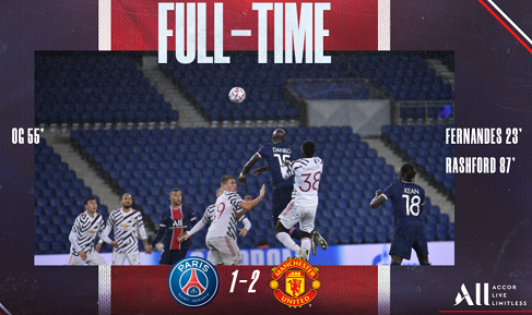 Matchday pertama Liga Champions Grup H, Manchester United menang menghadapi Paris Saint-Germain (PSG) 2-1. (Foto: Twitter)