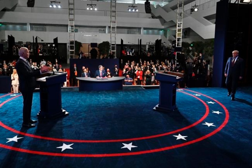 Debat Presiden dalam Pilpres di Amerika Serikat (AS) antara Joe Biden dan Donald Trump. (Foto: bbc)