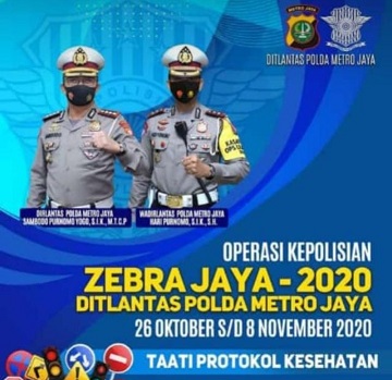 Direktorat Lalu Lintas (Ditlantas) Polda Metro Jaya mulai menggelar Operasi Zebra 2020. (Foto: Twitter)