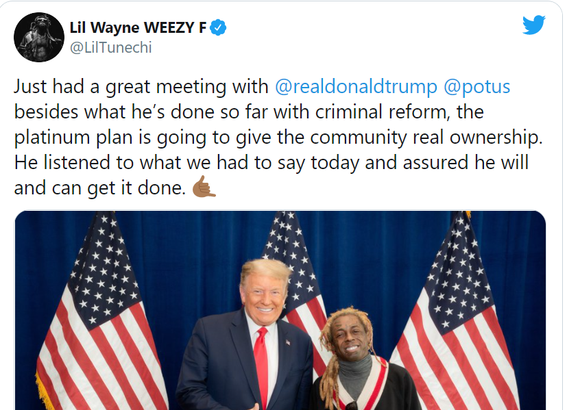 Cuitan Lil Wayne untuk Donald Trump. (Twitter)