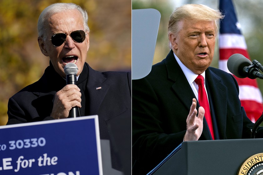 Joe Biden dan Donald Trump, bersaing merebut suara warga AS. (Foto: times)