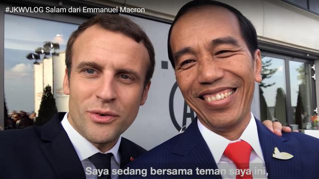 Pada KTT G20 2017, Jokowi mengajak Macron membuat vlog bersama. (Foto: istimewa)