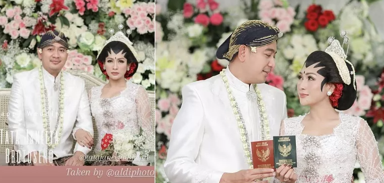 Potret pernikahan Tata Janeeta dan Brotoseno. (Foto: Instagram/@aldiphoto)