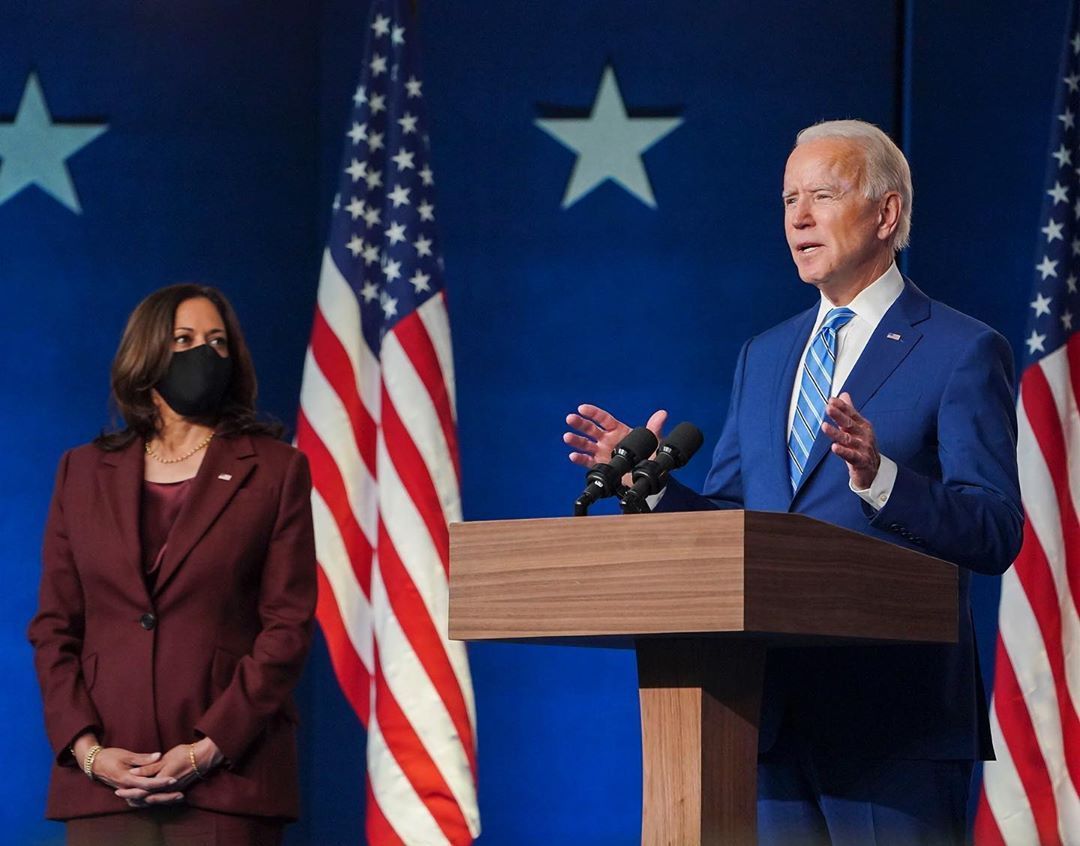 Joe Biden dan Kemala Harris, Presiden-Wakil Presiden Terpilih AS hasil Pilpres 2020. (Foto: the guardian)