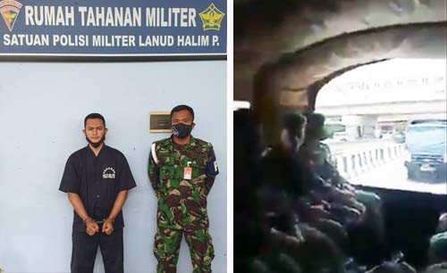Serka TNI-AU Bobby DS  (foto kiri) dijatuhi sanksi oleh kesatuannya. Foto Kanan Kopda Asyari di dalam truk bersama rekan-rekan kesatuannya.(Foto:Istimewa)