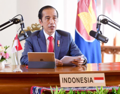Presiden mengikuti KTT ke-23 ASEAN secara virtual dari Istana Bogor, dorong pemulihan ekonomi kawasan. (Foto: Setpres)