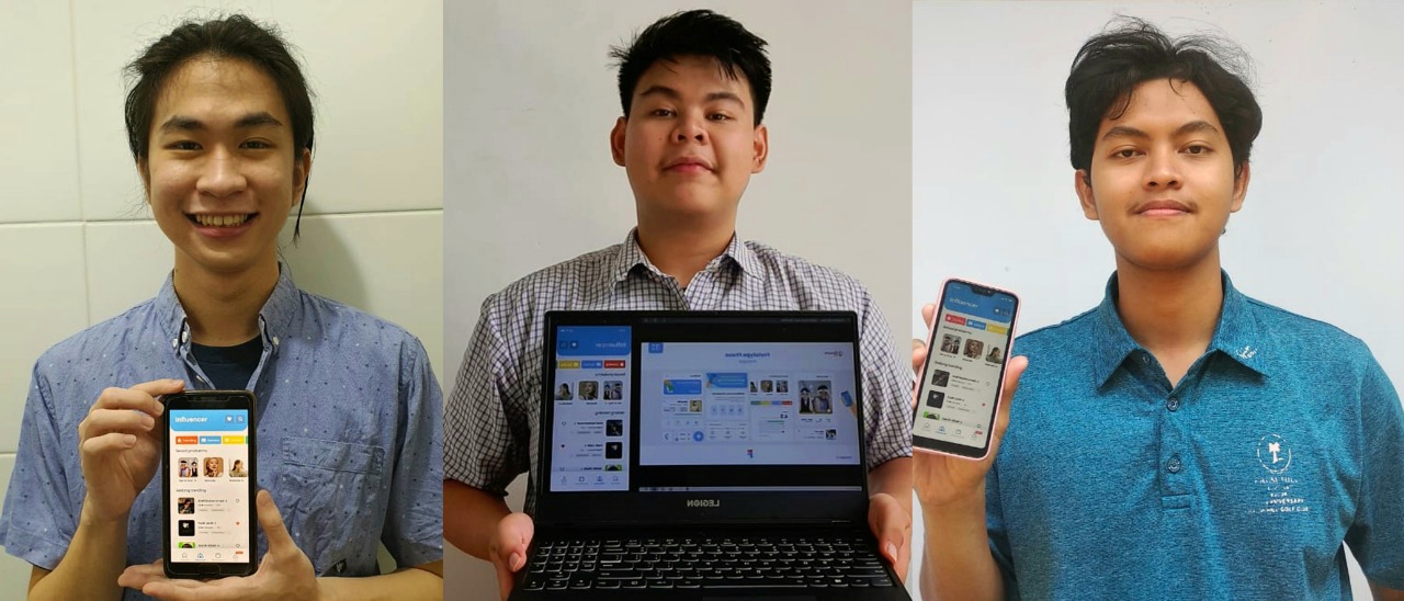 Tiga mahasiswa yang merancang digiflux untuk pilih influncer. (Foto:istimewa)