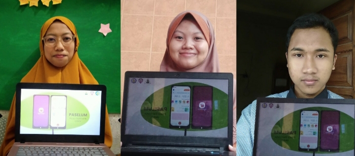 Maya Kencana Wulandari, Arjun Aksan, dan Shabrina Nur Lathifatul Afifah, mahasiswa ITS yang membuat aplikasi untuk UMKM. (Foto: Dok. ITS)