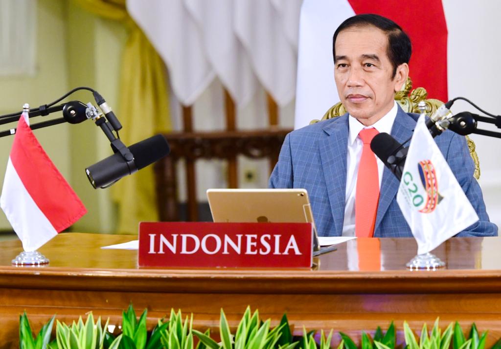 Presiden Jokowi menghadiri Konferensi Tingkat Tinggi G20 secara virtual. (Foto: Setpres)