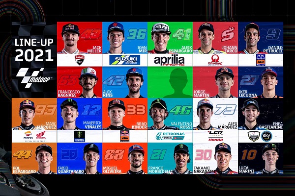 Susunan atau line-up pembalap MotoGP 2021. (Foto: Twitter @motoGP)