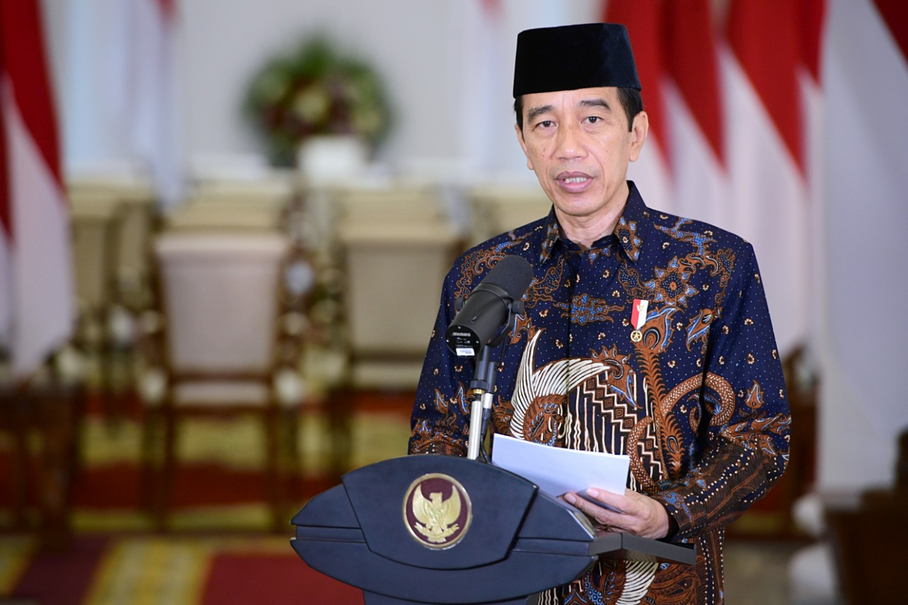 Presiden menyampaikan pidato pembukaan Munas X MUI melalui video converence dari Istana Kepresidenan Bogor. (Foto: Setpres)