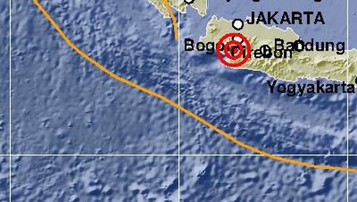 Ilustrasi gempa bumi tektonik Magnitudo 4,9 guncang Sukabumi, Jawa Barat. (Foto: Twitter BMKG)