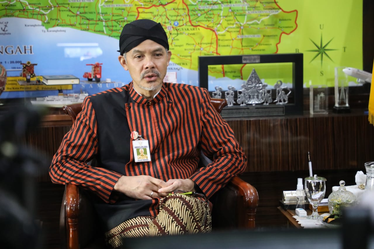 Gubernur Ganjar Pranowo dalam peringatan Hakordia 2020 dengan tema Gayeng Gerak Bareng secara virtual. (Foto: Dok. Pemprov Jateng)