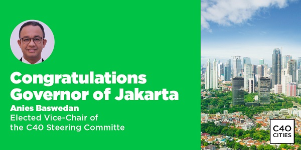 Gubernur DKI Jakarta, Anies Baswedan terpilih sebagai Wakil Ketua Komite Pengarah C40 Cities bersama Gubernur Tokyo, Yuriko Koike, dalam penetapan di London, Inggris, pada Sabtu 5 Desember 2020. (Foto: Twitter @aniesbaswedan)