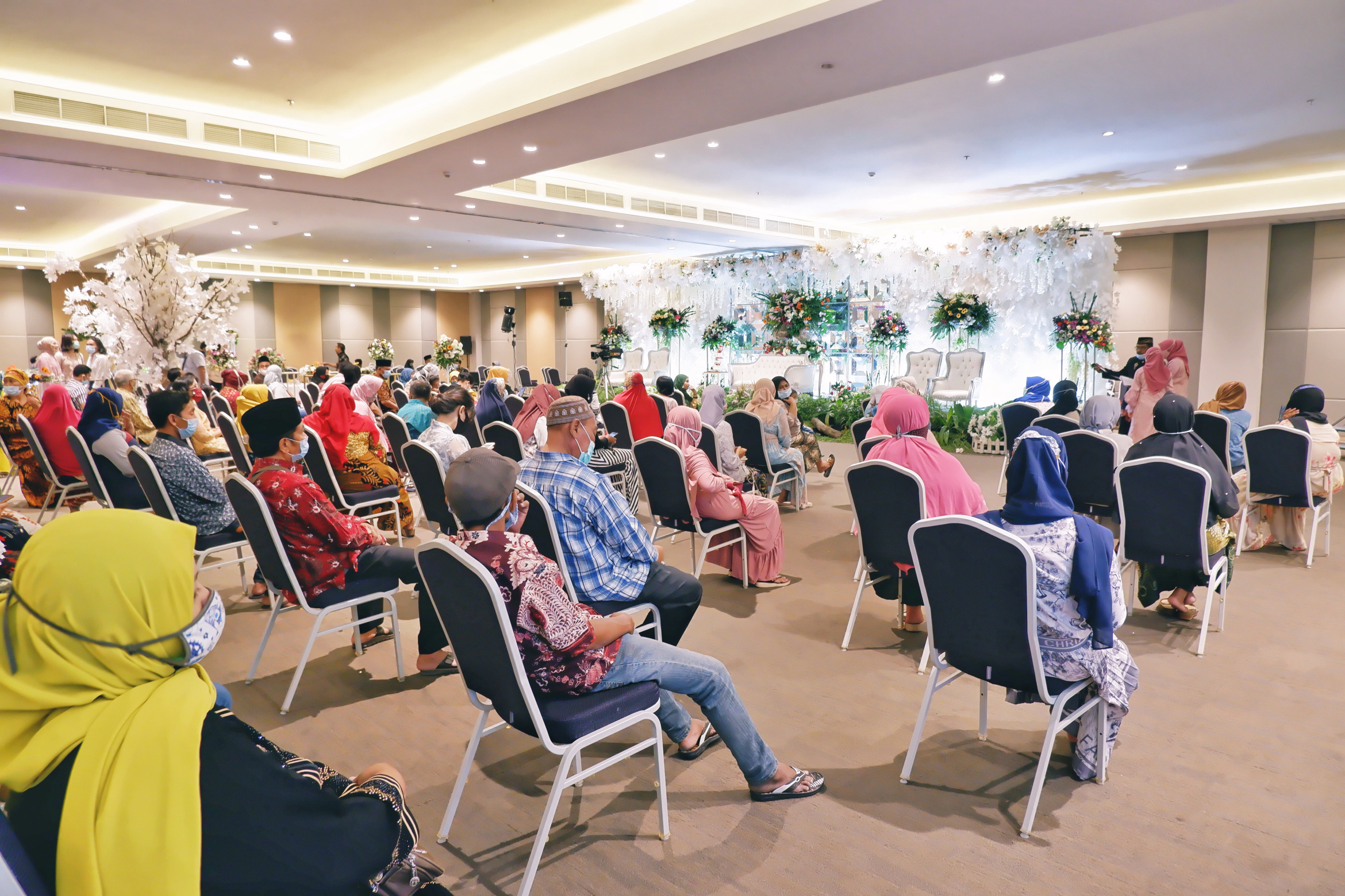 Protokol kesehatan 3M yang diterapka pada acara pernikahan di Hotel Palm Park Surabaya. (Foto: Istimewa)