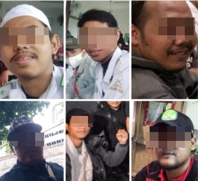 Foto enam orang pengikut Rizieq Syihab yang tewas usai baku tembak dengan polisi di Tol Cikampek, Senin 7 Desember 2020. (Foto: Istimewa)