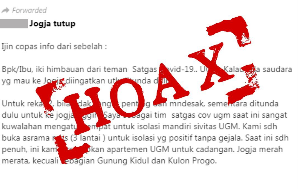 Hoaks Jogja dan Solo merat merata dan ditutup dari wisatawan viral di media sosial. (Instagram)