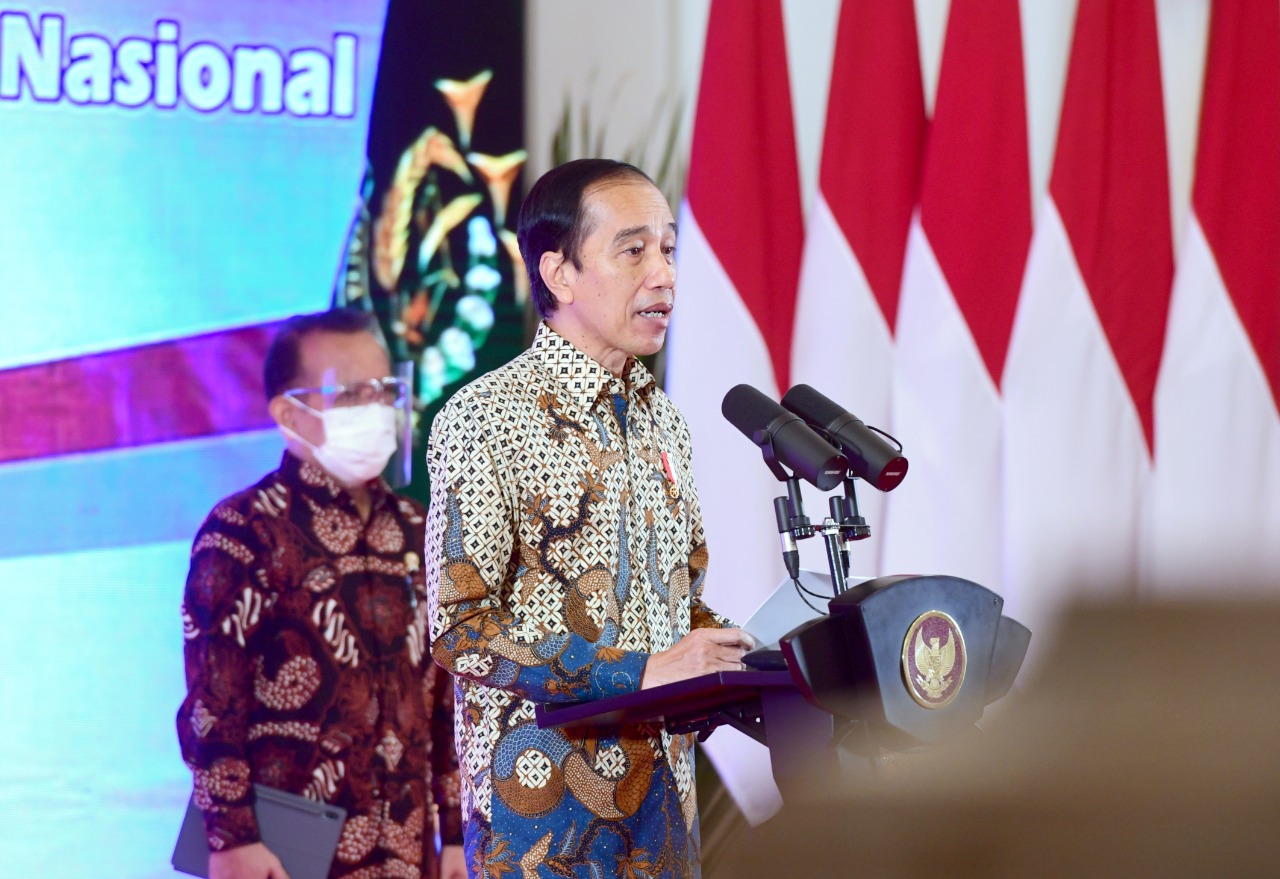 Presiden Joko Widodo (Jokowi) saat Rapat Kerja Kejaksaan Republik Indonesia Tahun 2020 secara virtual di Istana Negara Jakarta, Senin 14 Desember 2020. (Foto: Setpres)