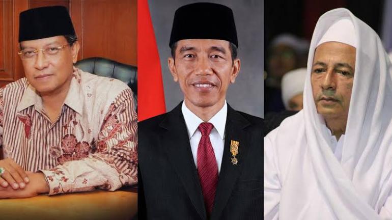 KH Said Aqil Siroj, Presiden Joko Widodo dan Habib Luthfi bin Yahya. (Foto: dok/Ngopibareng.id)