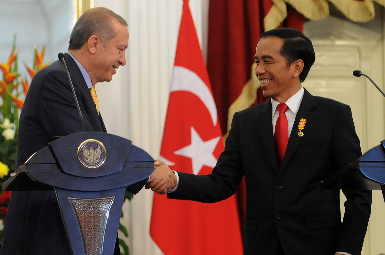 Presiden Turki, Recep Tayyib Erdogan ketika menerima kunjungan Presiden Joko Widodo ke Turki. (Foto: setpres)