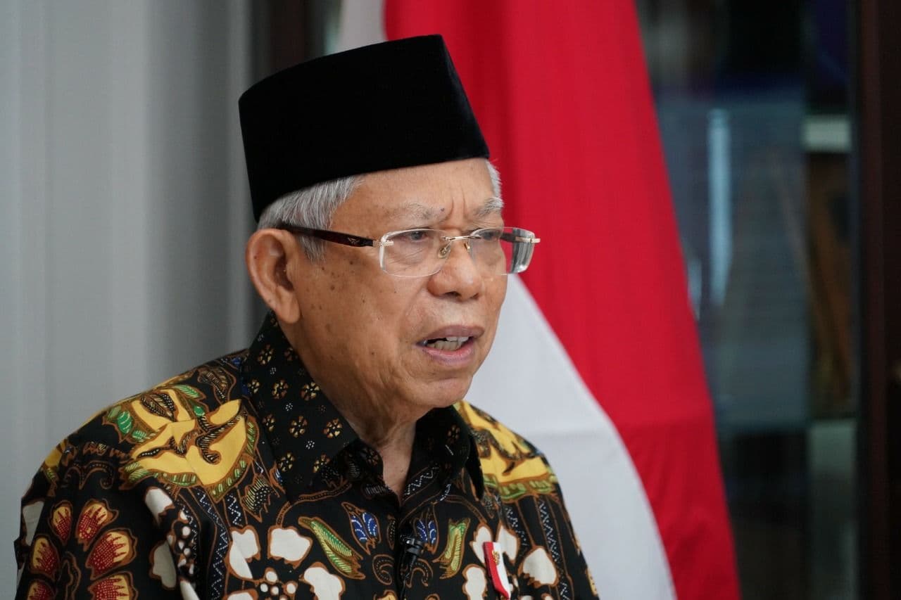 Wakil Presiden Ma'aruf Amin mengukuhkan pengurus Majelis Ulama Indonesia (MUI) secara virtual. (istimewa)