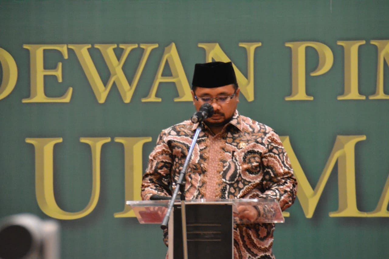 Penampilan perdana Menteri Menteri Agama RI  KH Yaqut Cholil Qoumas dalam pengukuhan pengurus pusat  Majelis Ulama Indonesia (MUI) ( Foto: infokom MUI)