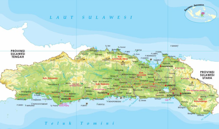 Peta Provinsi Gorontalo. (Foto: Istimewa)