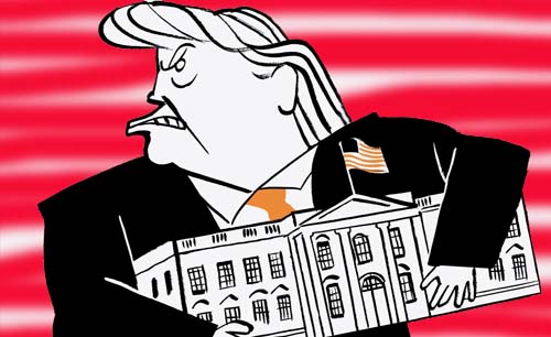 Ilustrasi Donald Trump tak mau tinggalkan  Gedung Putih.  (karikatur TheNewYorker)
