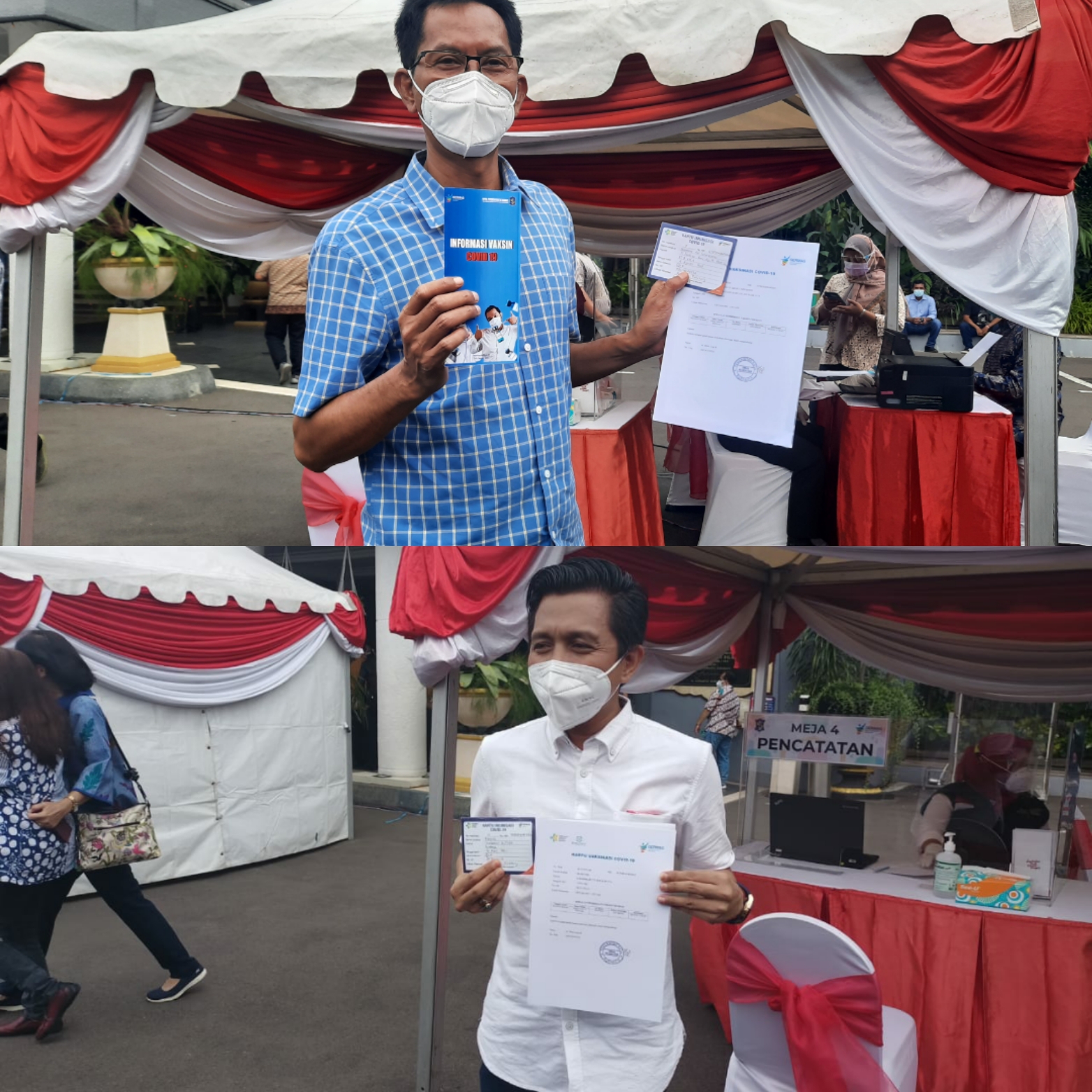 Dua anggota DPRD Kota Surabaya yang menerima vaksin Covid-19 perdana di Kota Surabaya. (Foto: Alief Sambogo/Ngopibareng.id)