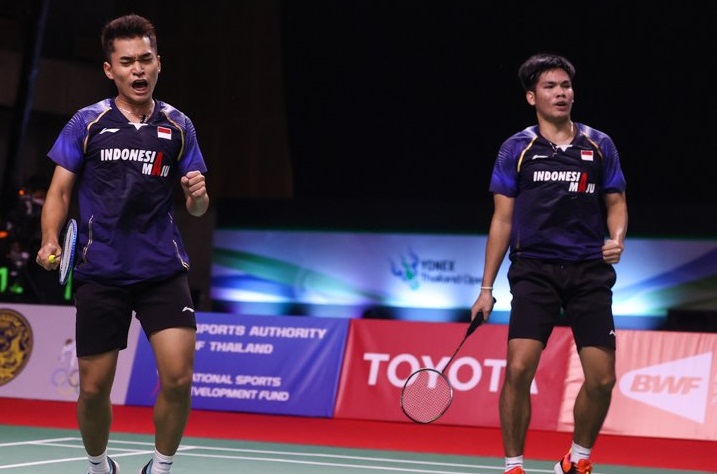 Pasangan muda Indonesia Leo/Daniel akan berjuang meraih tiket final di Yonex Thailand Open. (Foto: Twitter/@INABadminton)