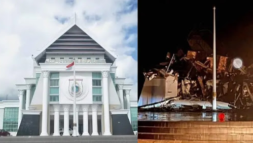 Ilustrasi Kantor Gubernur Sulawesi Barat (Sulbar) luluh lantak akibat diguncang gempa. (Foto: Istimewa)