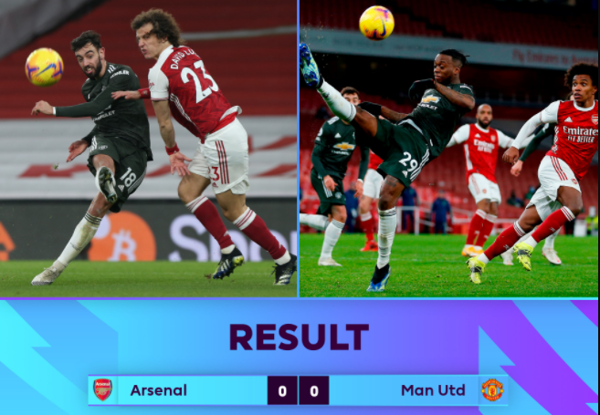 Laga Manchester United (MU) vs Arsenal berakhir skor kacamata 0-0. (Foto: Twitter)