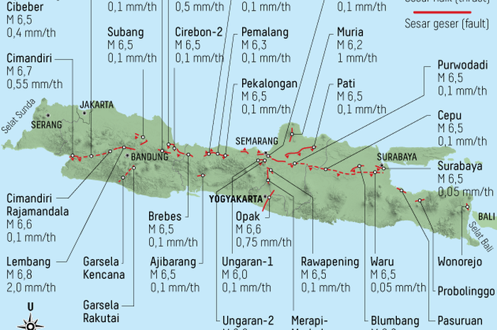 Peta sesar di Jawa. (Foto: Istimewa)