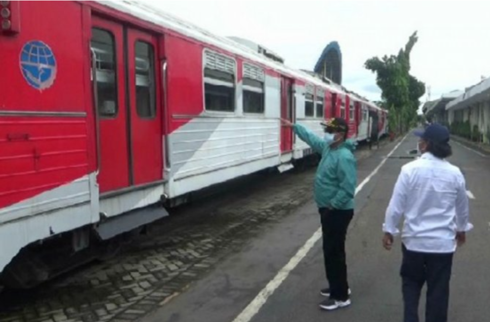 Gerbong kereta api yang didesain menjadi ruang isolasi darurat untuk pasien Covid-19 di Kota Madiun. (Foto:Antaranews)