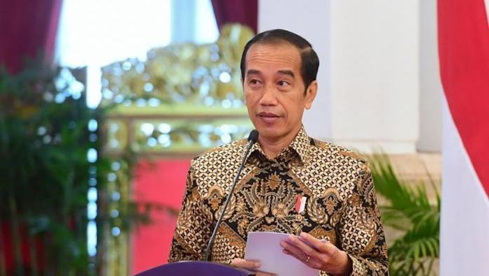 Presiden Jokowi dalam presmian pembukaan musyawarah Nasional VI Apeksi 2021 di Istana Negara. (Foto: Setpres)