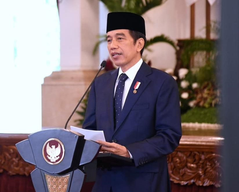 Presiden Jokowi menghadiri Sidang Pleno kaporan tahunan Mahkamah Agung tahun 2020 secara virtual. (Foto: Setpres)