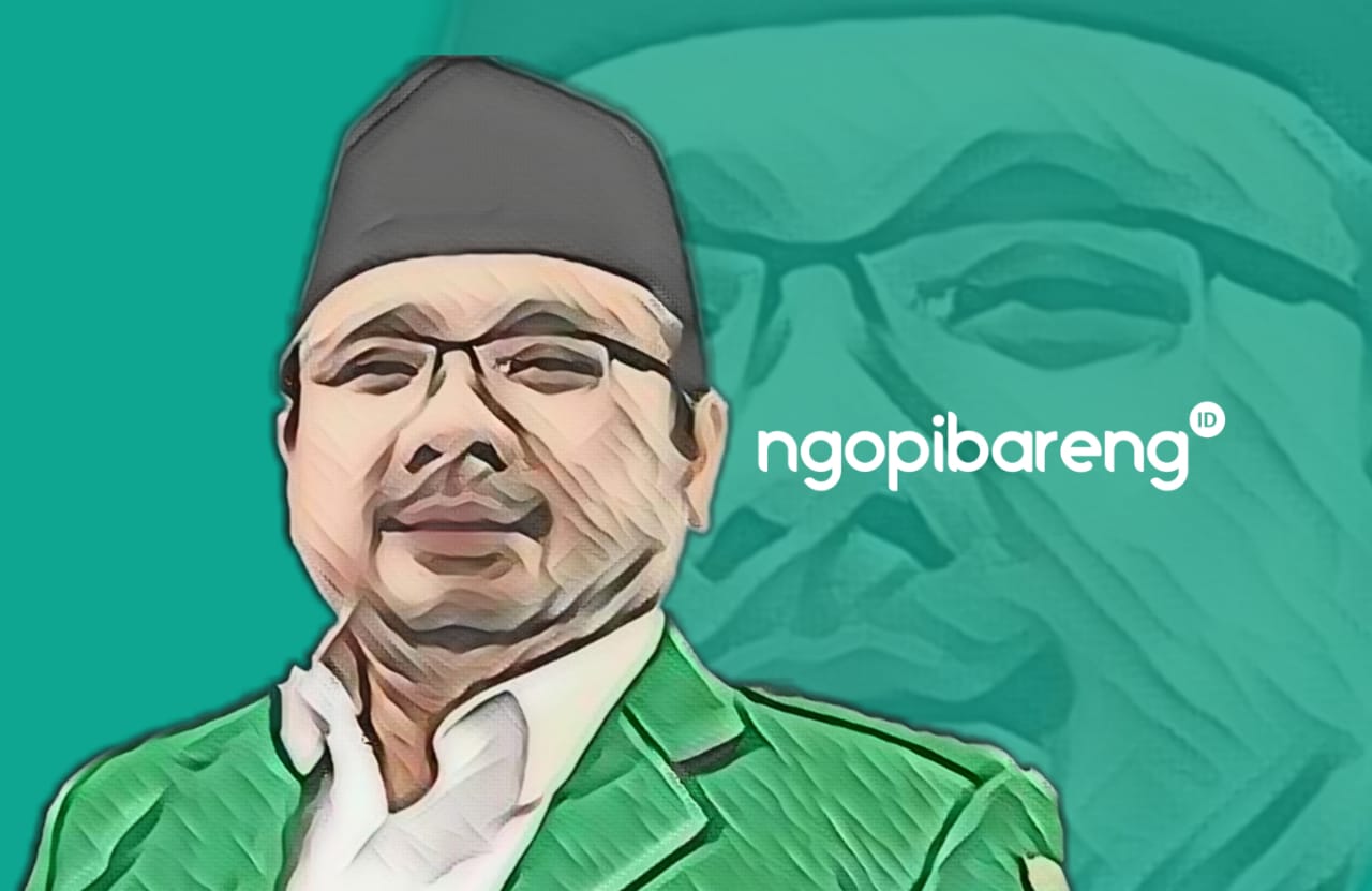 Ilustrasi Menteri Agama Yaqut Cholil Qoumas. (Grafis: Fa Vidhi/Ngopibareng.id)