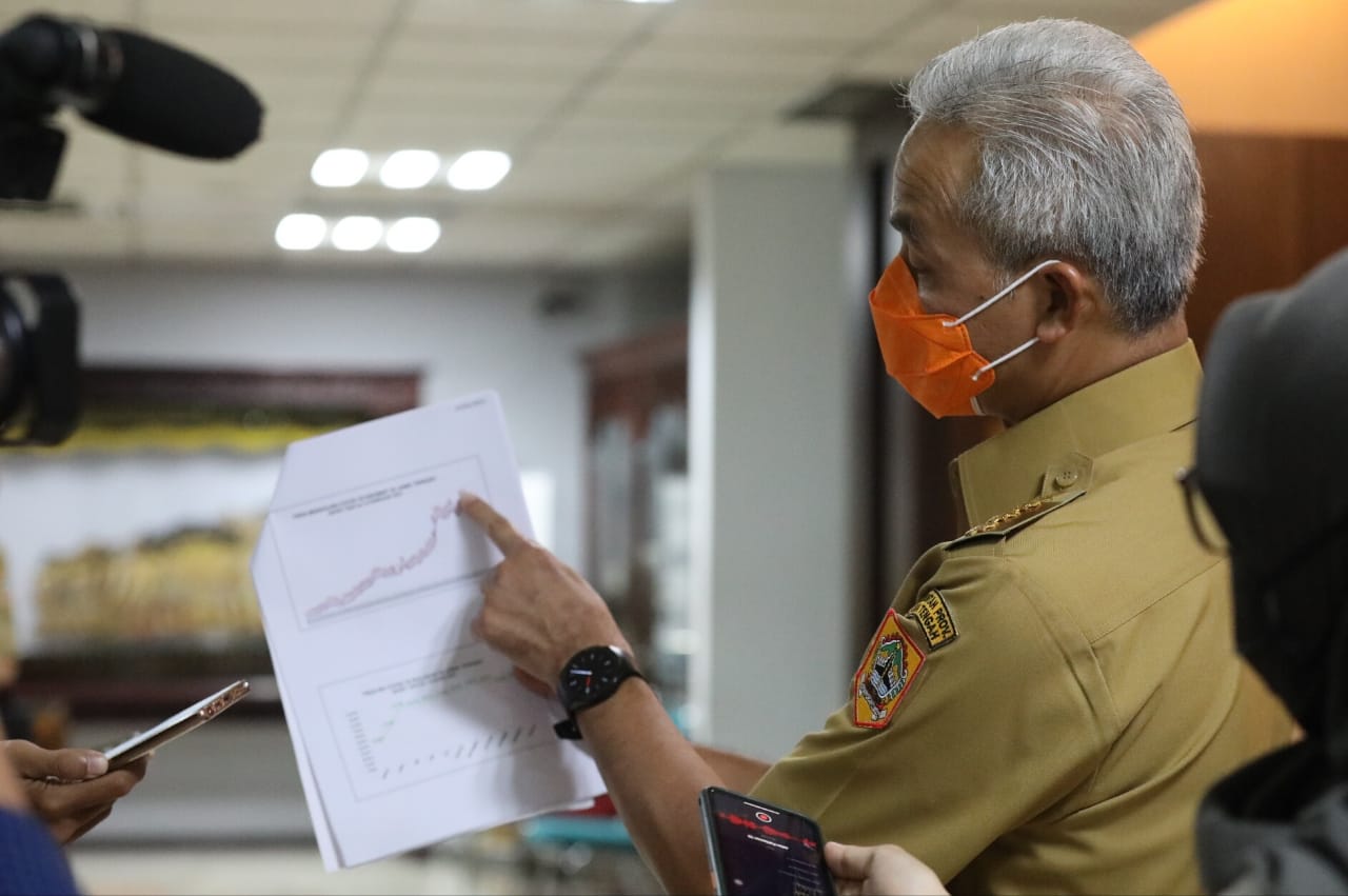 Gubernur Jawa Tengah Ganjar Pranowo menyebutkan angka nakes terpapar Covid-19 semakin turun. (Foto: Istimewa)