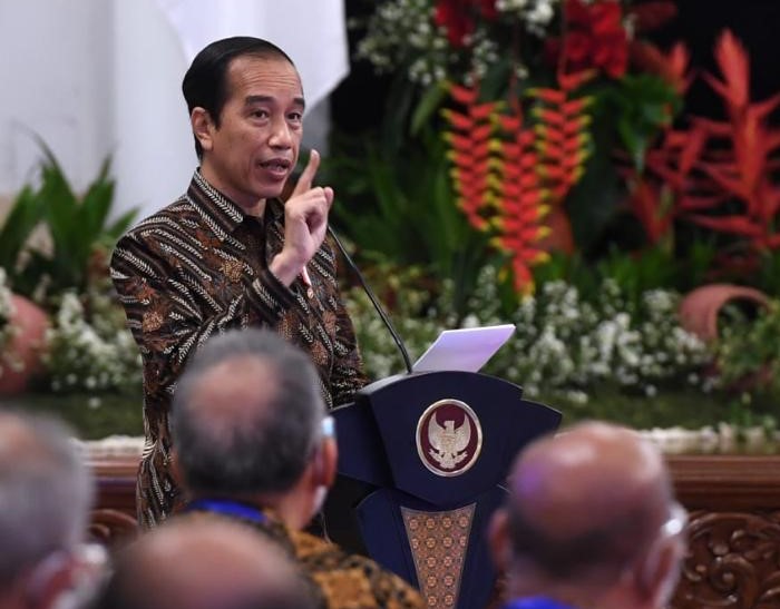 Presiden saat memimpin Rapat Kerja Nasional Kementerian Perdagangan Tahun 2021 di Istana Negara, Jakarta, Kamis, 4 Maret 2021. (Foto: Setpres)