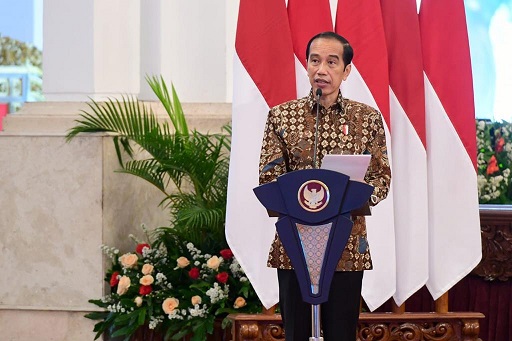 Presiden Joko Widodo (Jokowi) membuka Rapat Kerja Nasional (Rakernas) Penguatan Ekosistem Inovasi Teknologi BPPT Tahun 2021 di Istana Negara, Jakarta, Senin 8 Maret. (Foto: Setpres)