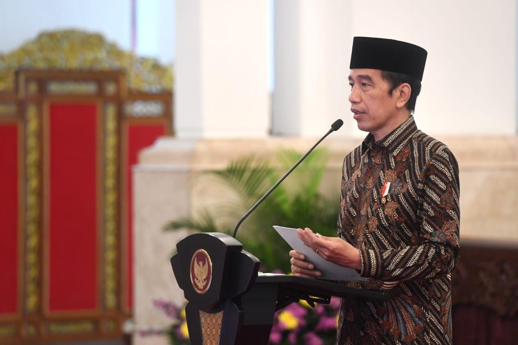 Presiden Joko Widodo secara virtual membuka Kongres XXXI Himpunan Mahasiswa Islam (HMI) Tahun 2021 dari Istana Negara, Jakarta, pada Rabu, 17 Maret 2021. (Foto: Dok. Setpres)