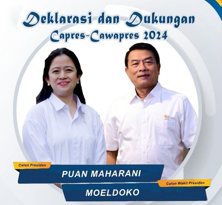 Poster Puan Maharani dan Moeldoko Deklarasi Capres-Cawapres 2024 di Surabaya, pada 29 Maret 2021. (Foto: Instagram)